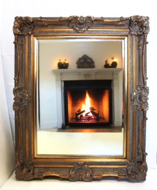 Large ornate gold framed mirror 663g